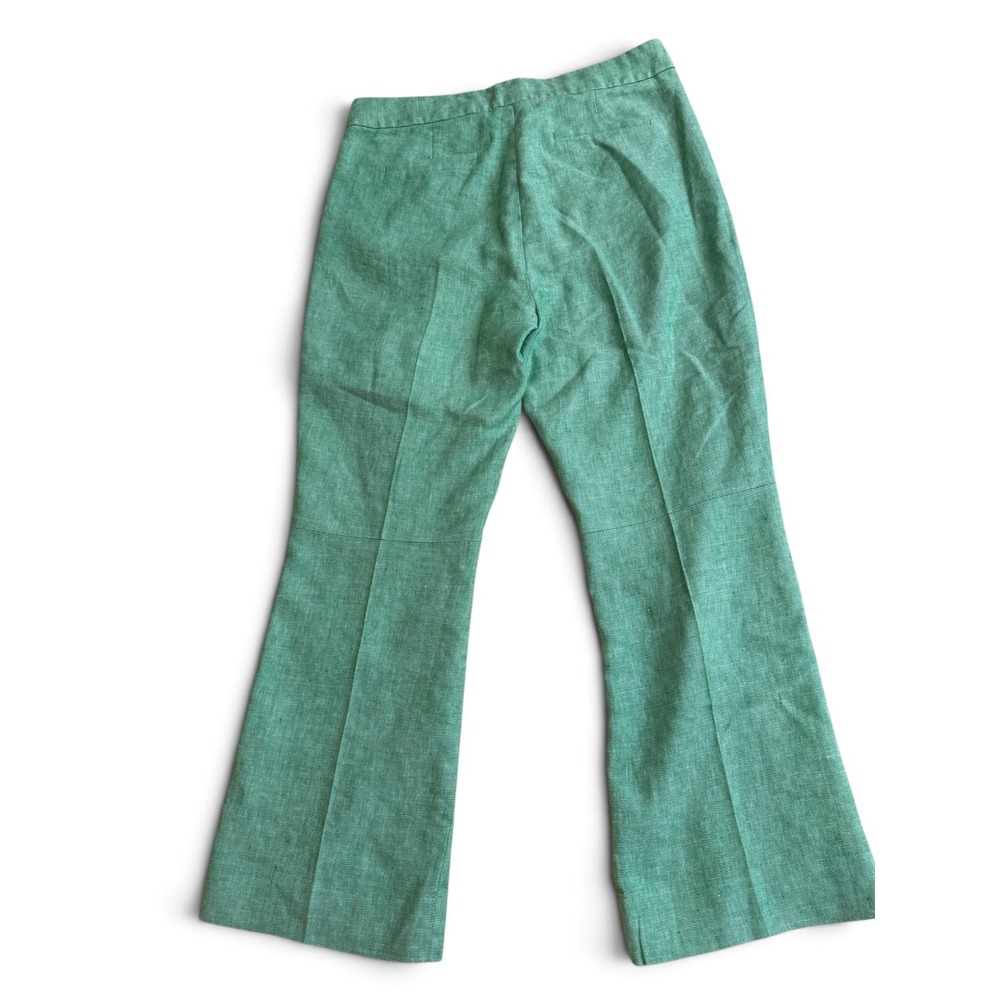 Preppy J. Crew Hayden Green Linen Blend Pant 10T Kickout Crop Coastal Resort - Picture 3 of 10